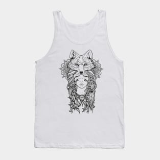 girl and fox ornamental indian design Tank Top